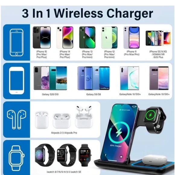 3-in-1 Foldable Wireless Charger, black - Picture 2 of 7